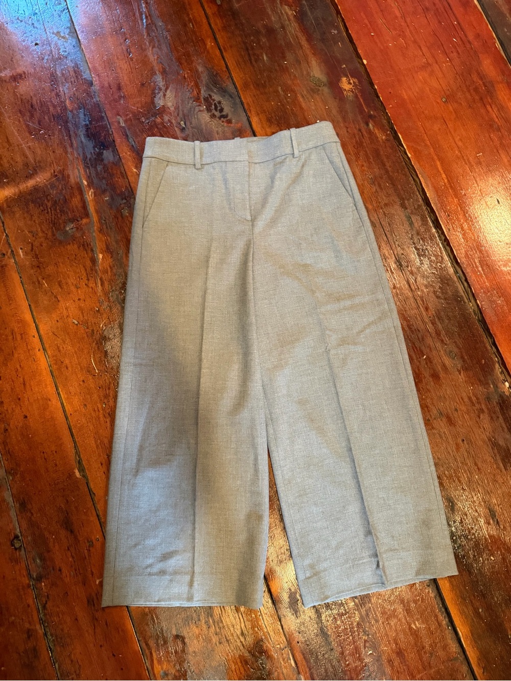 J.Crew Tailored Light Gray Wide-Leg Cropped Trousers